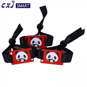 Customized music festival rfid fabric woven nfc bracelet
