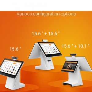2021 New POS terminal dual 15.6 touch screen mesin edc android cash register with printer