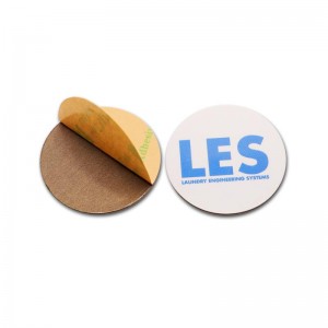 Custom Waterproof hard PVC PET RFID sticker on metal NFC coin Tag