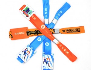UID QR Code Print RFID NFC Cloth Event Wristbands With Hole Punch