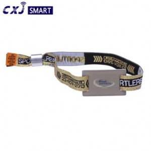 Customized music festival rfid fabric woven nfc bracelet