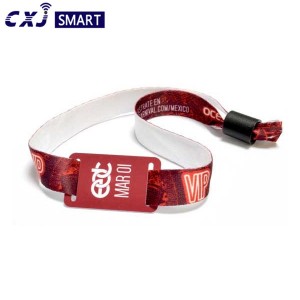 Customized music festival rfid fabric woven nfc bracelet